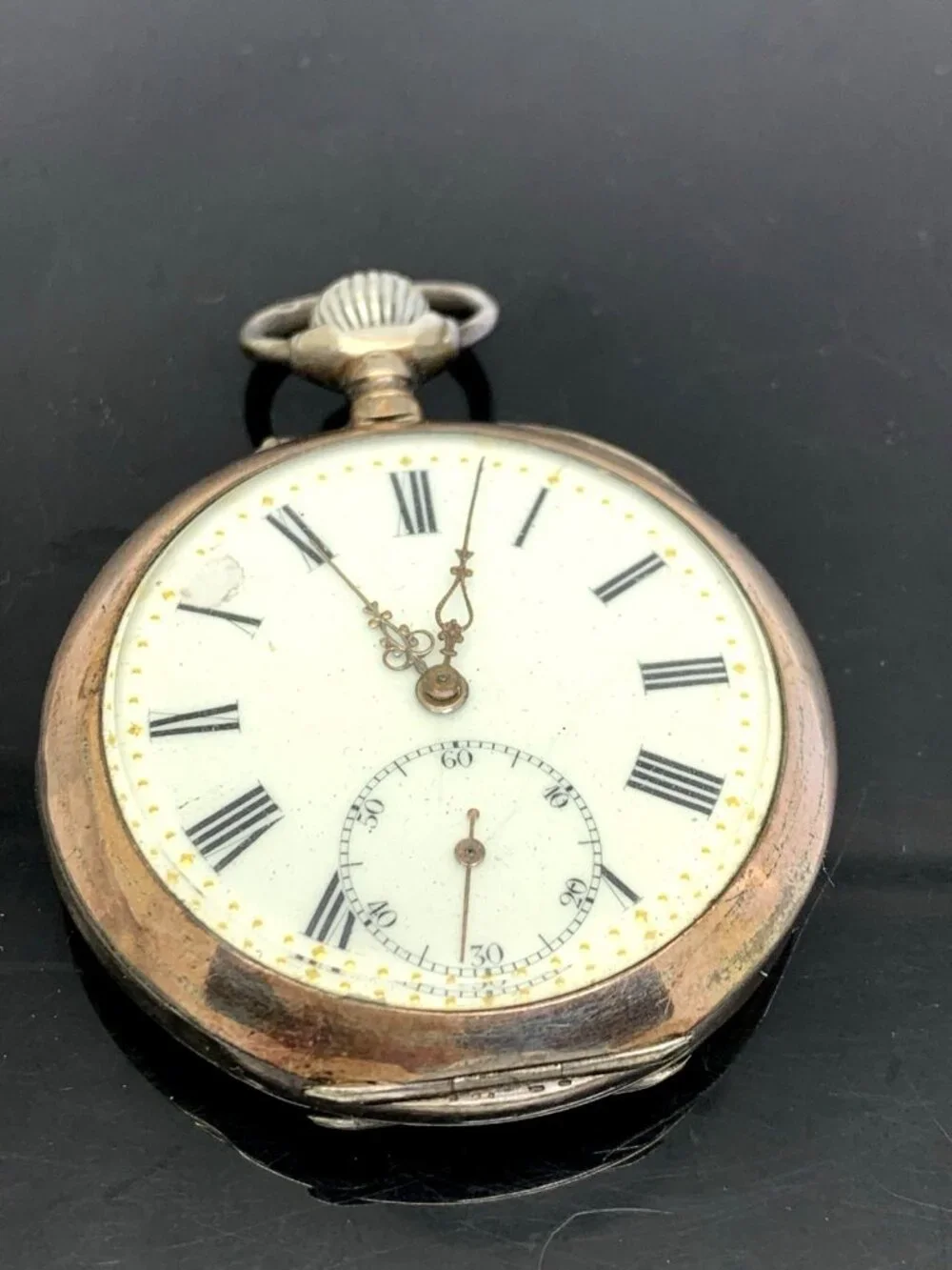 Antique Pocket Watch German Reichskrone Imperial Crown .800 Silver Case 50mm